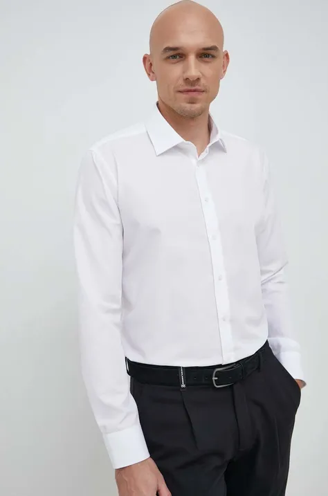Seidensticker koszula bawełniana X-Slim męska kolor biały slim z kołnierzykiem klasycznym 01.474980