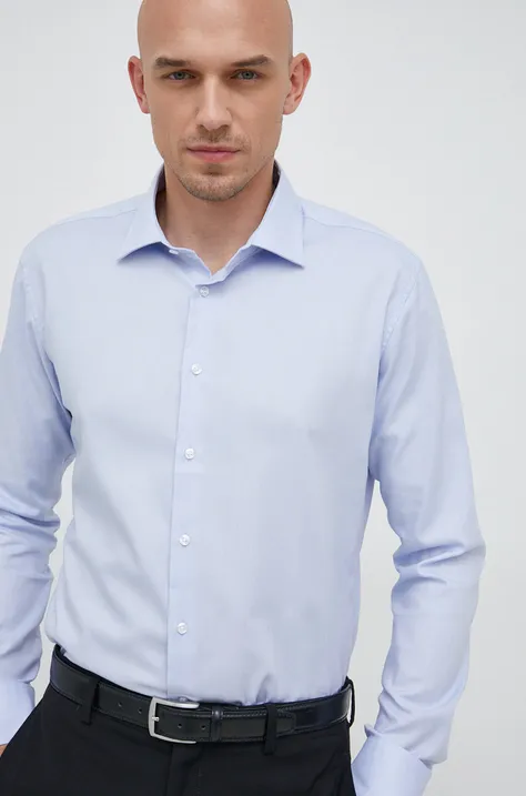 Seidensticker koszula bawełniana X-Slim męska kolor niebieski slim z kołnierzykiem klasycznym