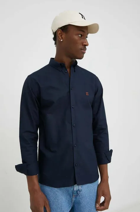 Βαμβακερό πουκάμισο Les Deux ανδρικό, χρώμα: ναυτικό μπλε