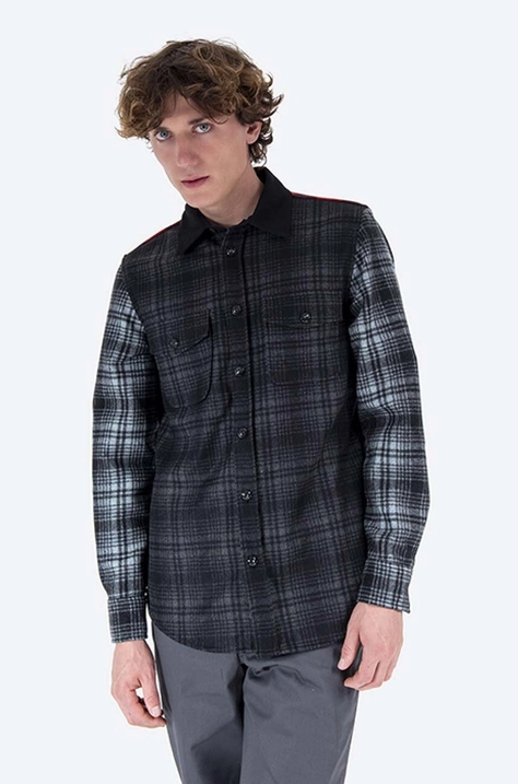 Woolrich cămașă de lână Alaskan Melton Wool culoarea negru, cu guler clasic, regular CFWOOS0051MRUT2355-5321