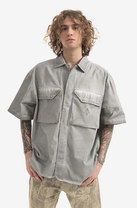 Βαμβακερό πουκάμισο A-COLD-WALL* Dye Tech ανδρικό, χρώμα: γκρι