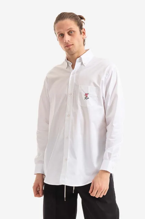 Βαμβακερό πουκάμισο Drôle de Monsieur La Chemise Royal ανδρικό, χρώμα: άσπρο