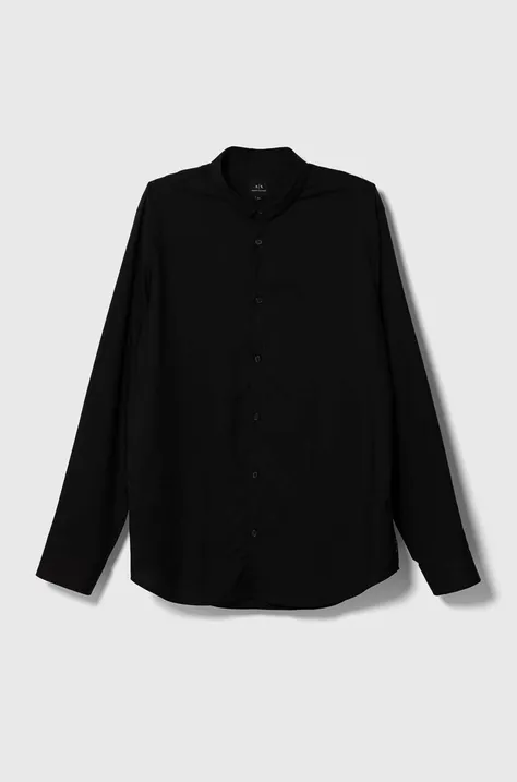 Рубашка Armani Exchange мужская цвет чёрный regular классический воротник