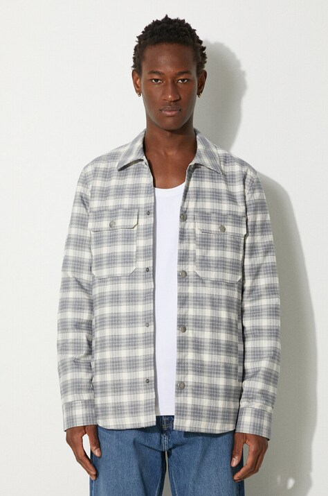 Košile A.P.C. Alex Blouson šedá barva, relaxed, s klasickým límcem, COGAX-H02625 ECRU