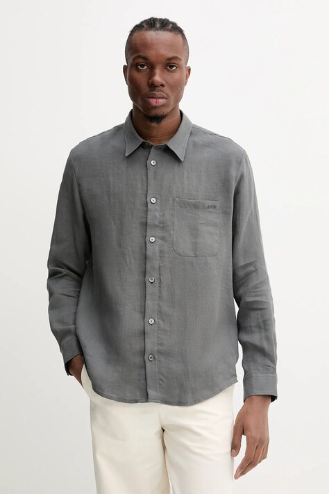A.P.C. koszula A.P.C. Chemise Cassel LIAEK-H12545 BLACK męska kolor czarny regular z kołnierzykiem klasycznym