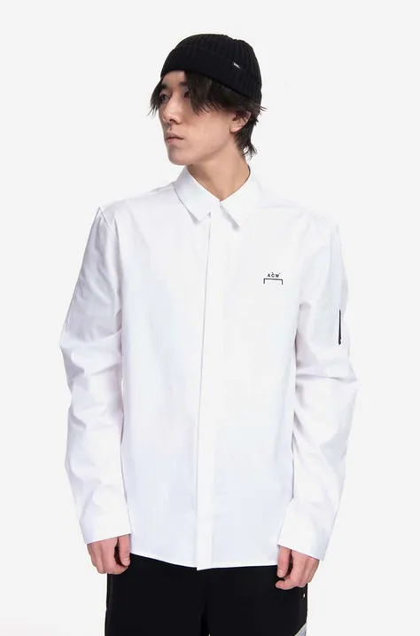 Βαμβακερό πουκάμισο A-COLD-WALL* Pawson Shirt ανδρικό, χρώμα: άσπρο F30