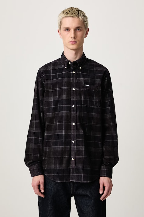 Barbour Koszula męska sztruksowa Blair Tailored Shirt brązowa w kratkę MSH4986