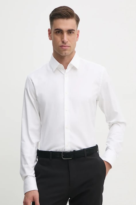 Košeľa BOSS H-HANK-s-kent-C1-232 pánska, biela farba, slim, s klasickým golierom, 50490934