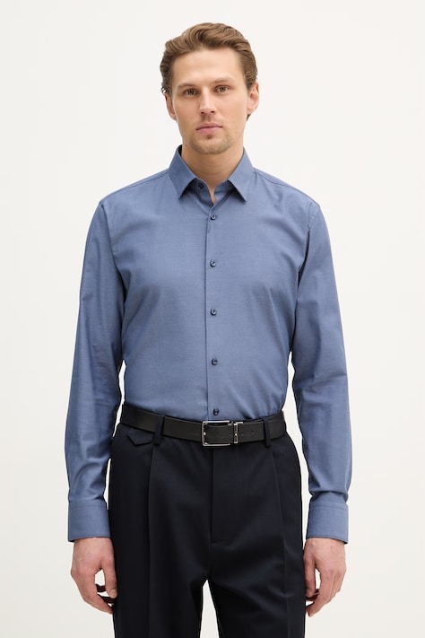 BOSS koszula męska kolor granatowy slim z kołnierzykiem klasycznym 50490934