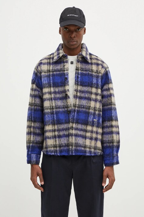 Ader Error wool shirt blue color regular BN01FWJK0118BL