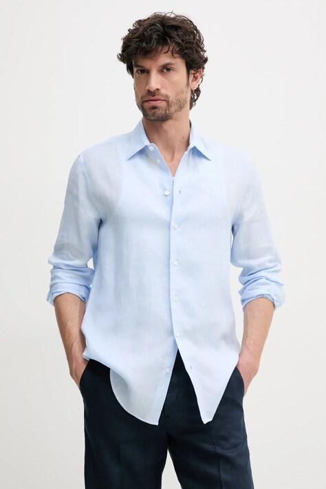 Льняная рубашка Emporio Armani мужская regular классический воротник 01SM0L 010F9
