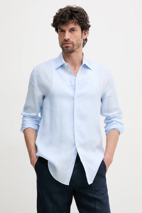 Льняная рубашка Emporio Armani мужская regular классический воротник 01SM0L 010F9