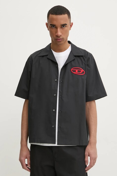 Košile Diesel S-MAC-C SHIRT pánská, černá barva, relaxed, s klasickým límcem, A14636.0PCAL