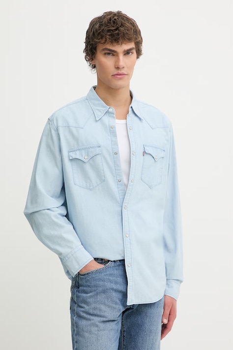Levi's koszula bawełniana CLASSIC WESTERN STANDARD męska kolor niebieski regular z kołnierzykiem klasycznym 85745