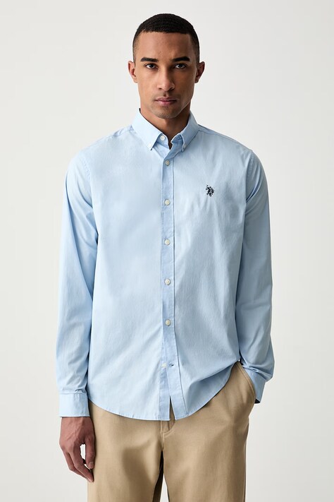 U.S. Polo Assn. сорочка чоловіча бавовняна STRETCH COTTON POPLIN — AA00-KDMZZP, блакитний — фото 4