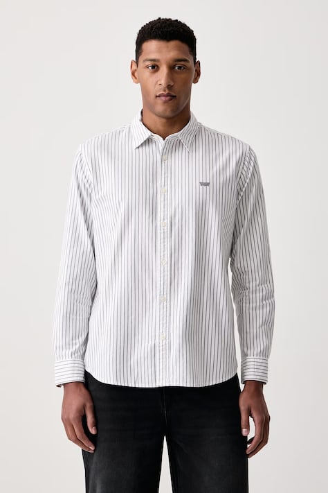 Levi's Koszula oxford męska bawełniana BATTERY HOUSEMARK STANDARD biała w paski 0085A
