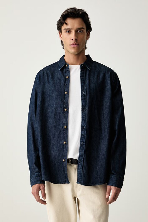 Levi's риза тип Оксфорд мъжка от памук BATTERY HOUSEMARK STANDARD тъмносиня на райе 0085A