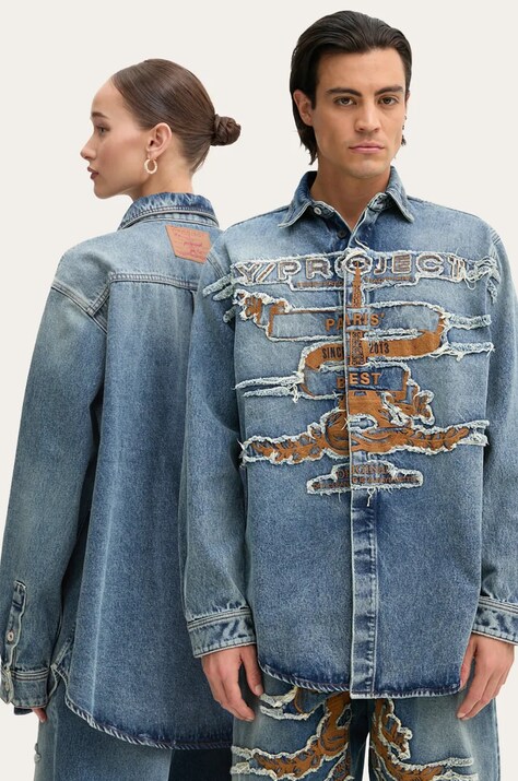 Джинсовая рубашка Y/Project EVERGREEN PARIS' BEST PATCH DENIM SHIRT relaxed классический воротник 207SI002