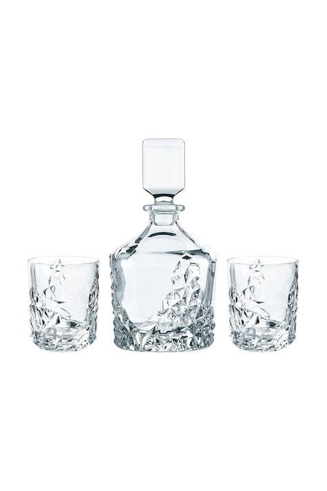Karafa na whisky se sklenicemi Nachtmann Sculpture Whisky 750 ml / 365 ml 3-pack průhledná barva