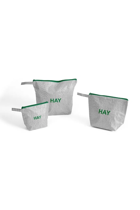 Σετ τσαντάκια HAY Candy Mono Wash Bag 3-pack χρώμα: γκρι