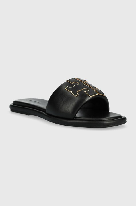 Шкіряні шльопанці Tory Burch Double T Sport Slide — AA00-KLD043, чорний — фото 2