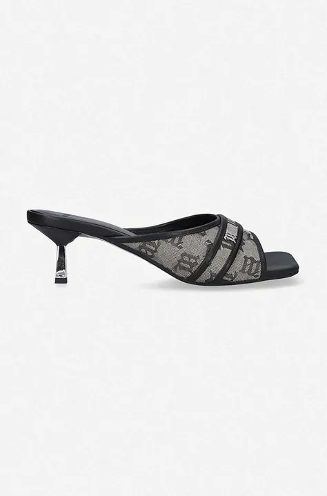 Pantofle MISBHV Sasha Slip On Sandal dámské, béžová barva, na malém podpatku, 022BW901 MONOGRAM BEIGE