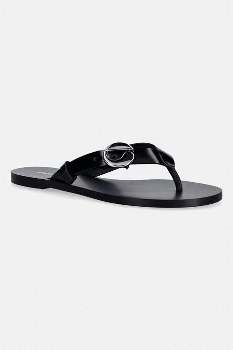 Coperni japonki skórzane C-logo damskie kolor czarny na płaskim obcasie COPSH96F6045