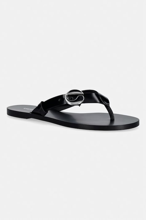 Coperni japonki skórzane C-logo damskie kolor czarny na płaskim obcasie COPSH96F6045