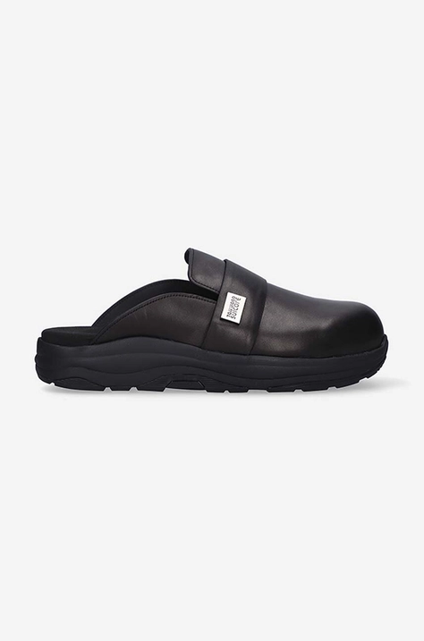 Suicoke leather sliders x Tom Wood men's black color