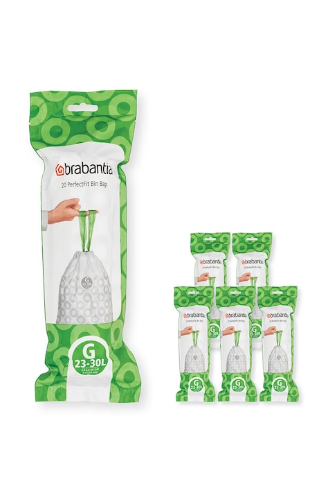 Brabantia sacchi della spazzatura PerfectFit, G, 23-30 L, 6 x 20 szt. colore bianco 138423