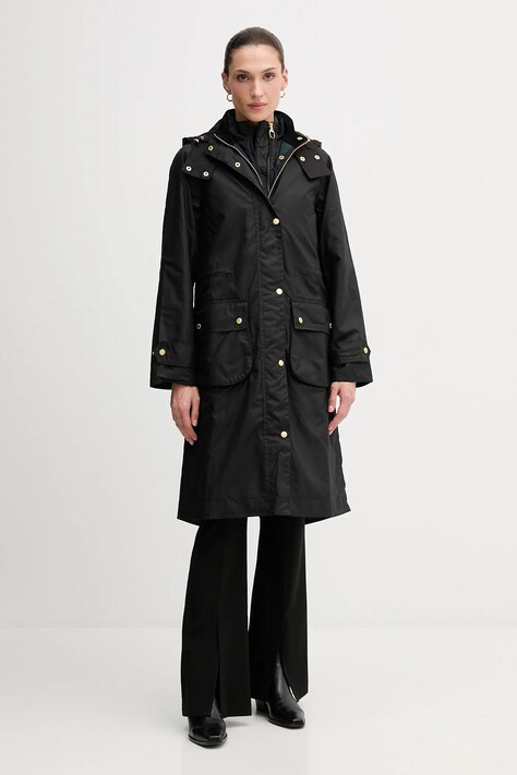Barbour parka Long Cannich Wax damska kolor czarny LWX1264