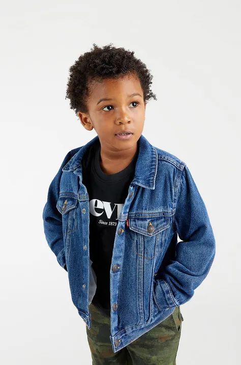 Otroška jeans jakna Levi's modra barva