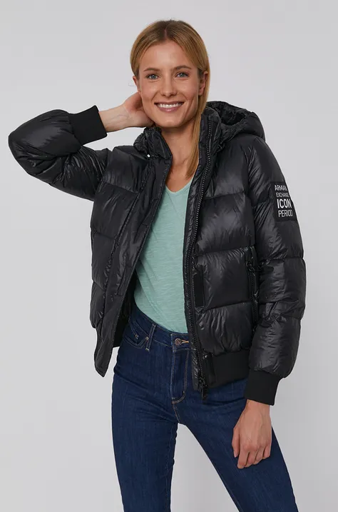 Пухова куртка Armani Exchange жіноча колір чорний зимова