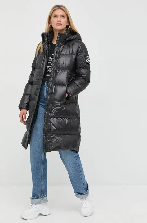 Пухова куртка Armani Exchange жіноча колір чорний зимова
