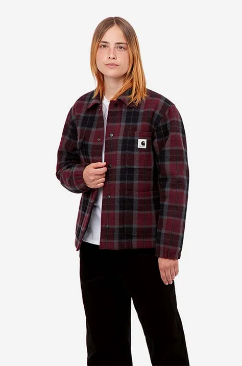 Vlněná bunda Carhartt WIP Blaine Jacket červená barva, přechodná, I029479.-BLAINE.CHE
