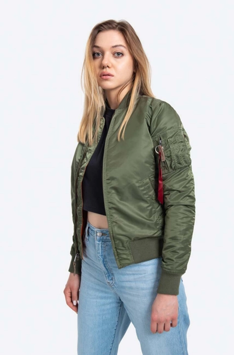 Куртка-бомбер Alpha Industries MA-1 VF 59 женский цвет зелёный переходная 133009.01-green