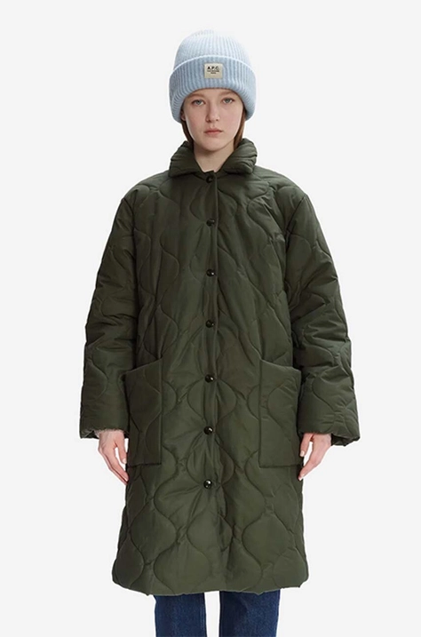 A.P.C. geacă Manteau Sarah femei, culoarea verde, de tranziție COEZV.F01502-MILITARYKH