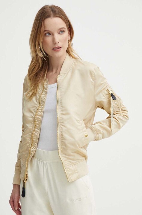 Alpha Industries geaca bomber MA-1 VF LW femei, culoarea bej, de tranzitie