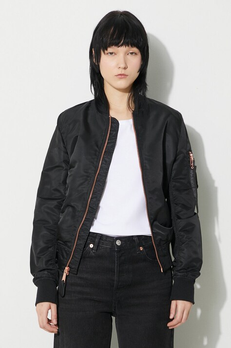 Alpha Industries geaca bomber MA-1 VF LW femei, culoarea negru, de tranzitie