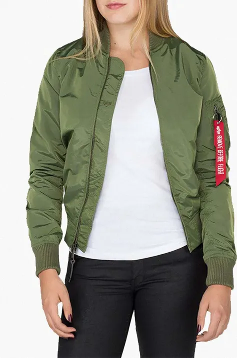 Куртка-бомбер Alpha Industries MA-1 TT 141041 01 жіночий колір зелений перехідна 141041.01-green
