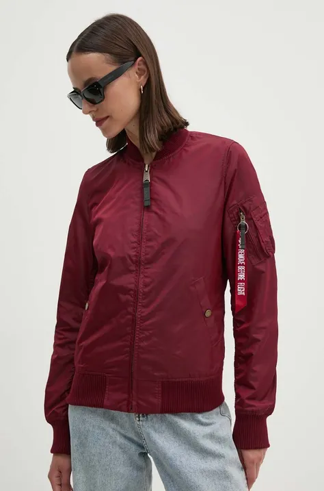 Куртка-бомбер Alpha Industries жіночий колір бордовий перехідна 141041.184-maroon