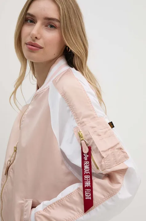 Куртка-бомбер Alpha Industries MA-1 OS жіночий колір рожевий перехідна 106001.640-pink