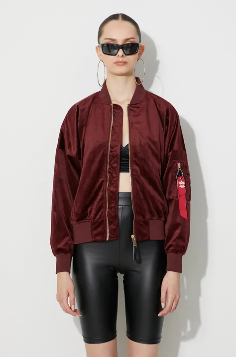 Alpha Industries bomber jacket MA-1 OS Velvet women’s maroon color
