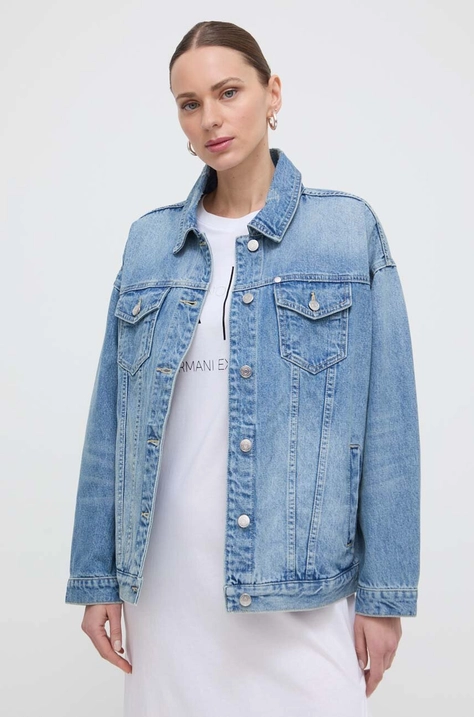 Armani Exchange geaca jeans femei, de tranzitie, oversize