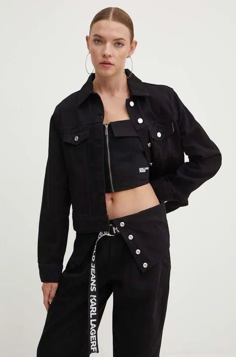Джинсовая куртка Karl Lagerfeld женская цвет чёрный переходная 236W1408