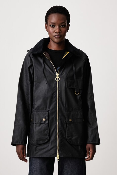 Barbour Długa kurtka damska bawełniana HIGHCLERE granatowa LWX1262