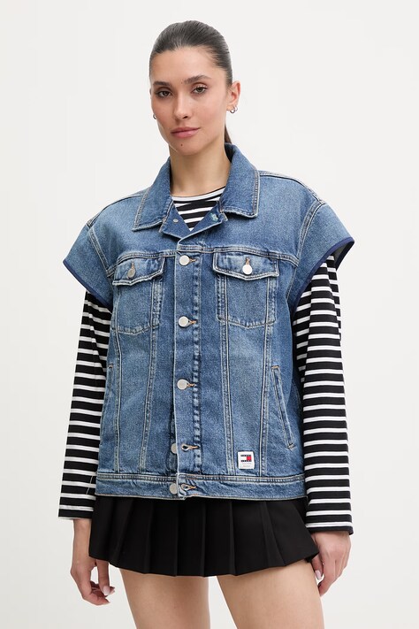 Renewed bezrękawnik damski jeansowy Creative Upcycling niebieski Renewed INTU x Answear