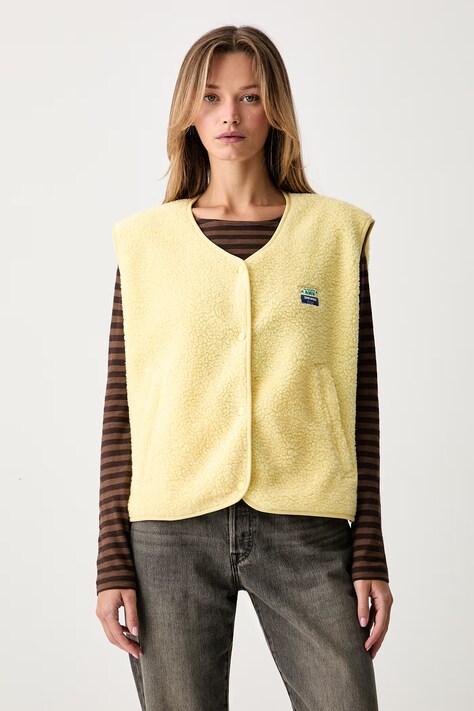 American Vintage vestă pentru femei din polar galbenă HOK16B