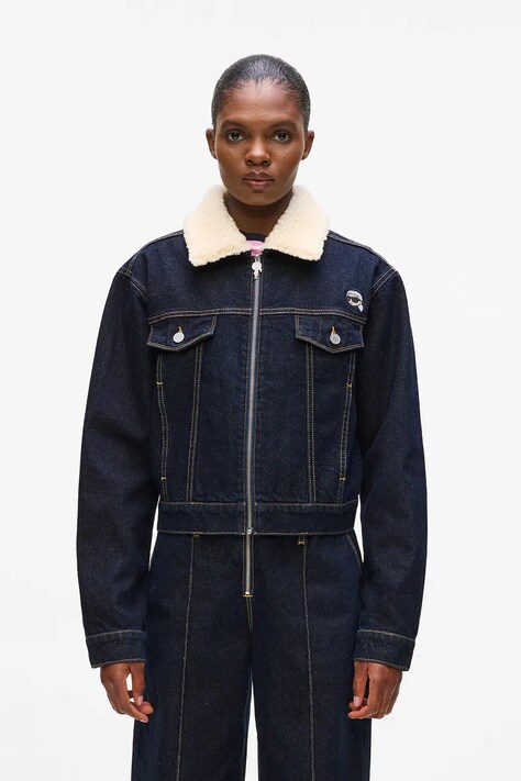 Karl Lagerfeld geacă de blugi din bumbac culoarea bleumarin, de tranziție, A4W14025