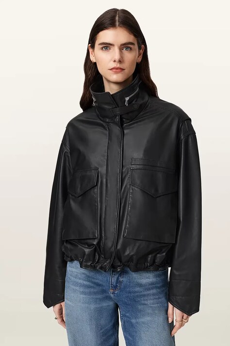 AllSaints bomberka damska skórzana czarna W110LD